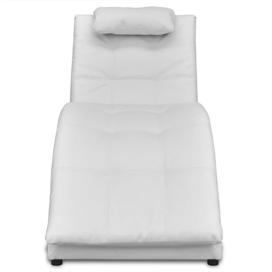 Chaise longue com almofada couro artificial branco