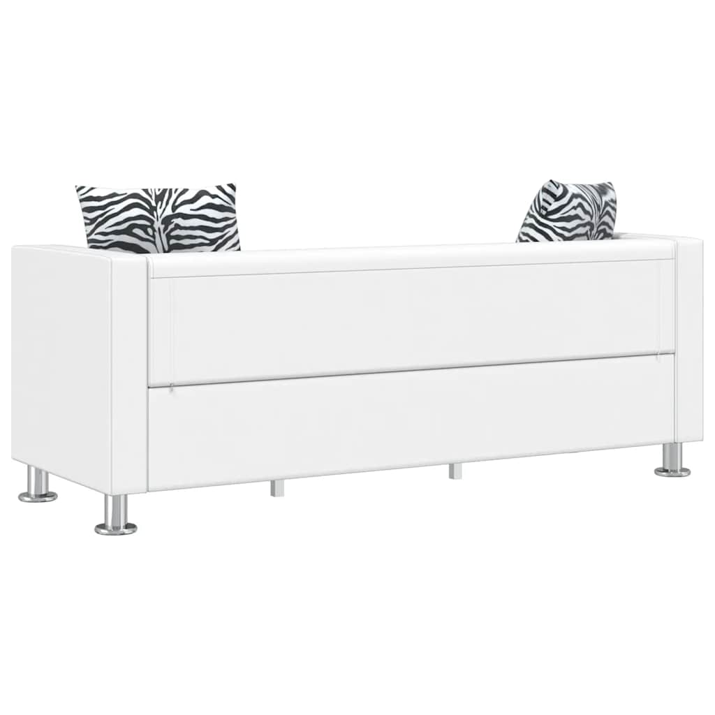 Sofá de 3 lugares couro artificial branco