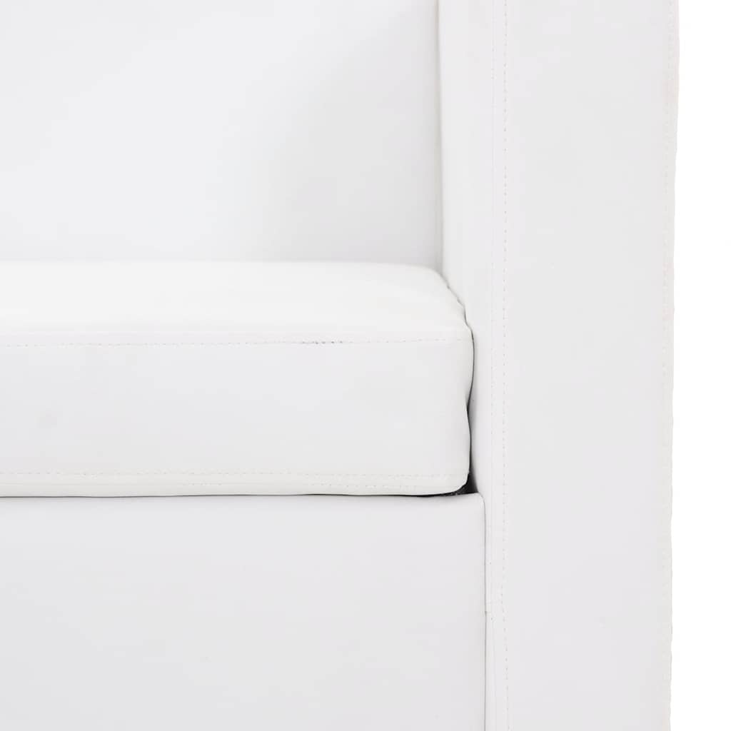 Sofá de 3 lugares couro artificial branco