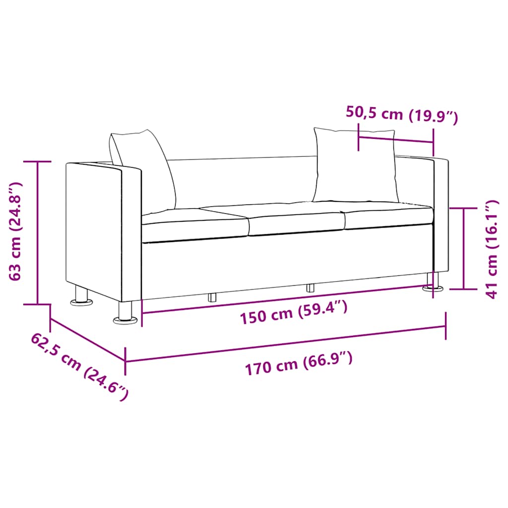 Sofá de 3 lugares couro artificial branco