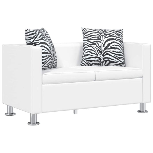 Sofá de 2 lugares couro artificial branco