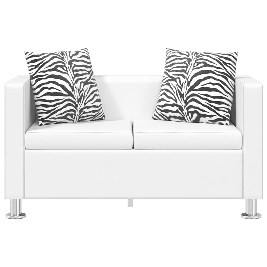 Sofá de 2 lugares couro artificial branco