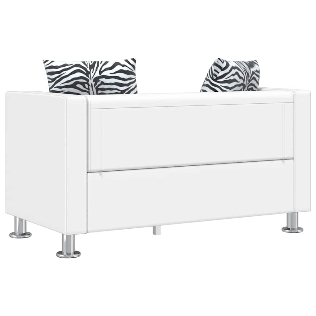 Sofá de 2 lugares couro artificial branco