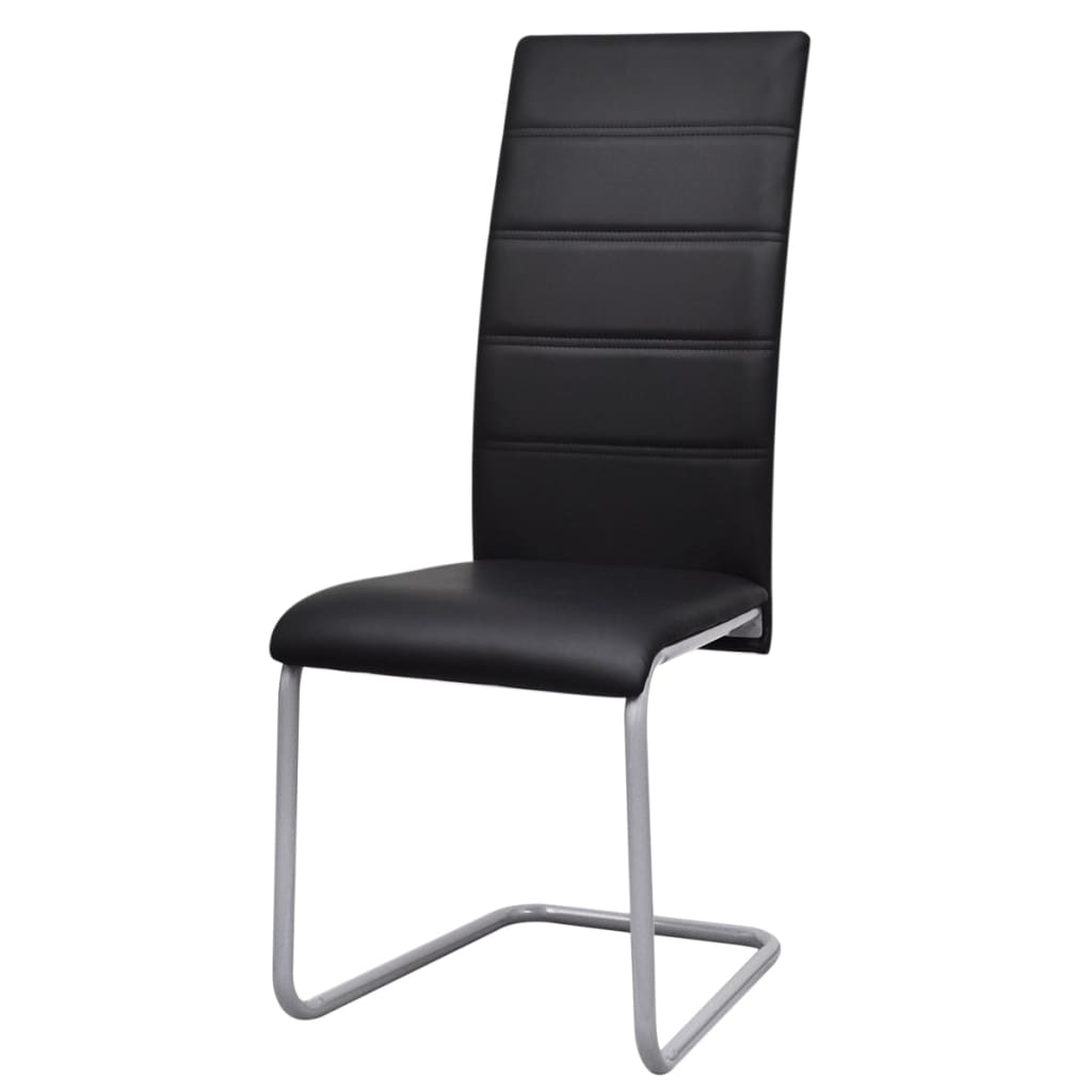 Cadeiras de jantar cantilever 2 pcs couro artificial preto