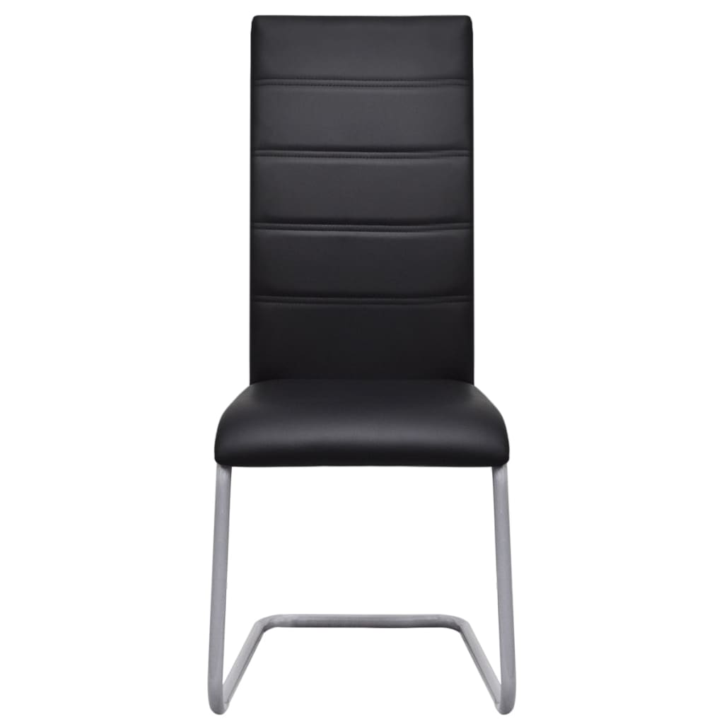Cadeiras de jantar cantilever 2 pcs couro artificial preto