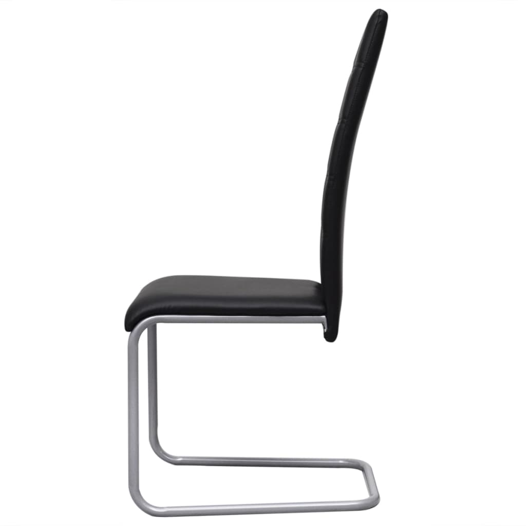 Cadeiras de jantar cantilever 2 pcs couro artificial preto