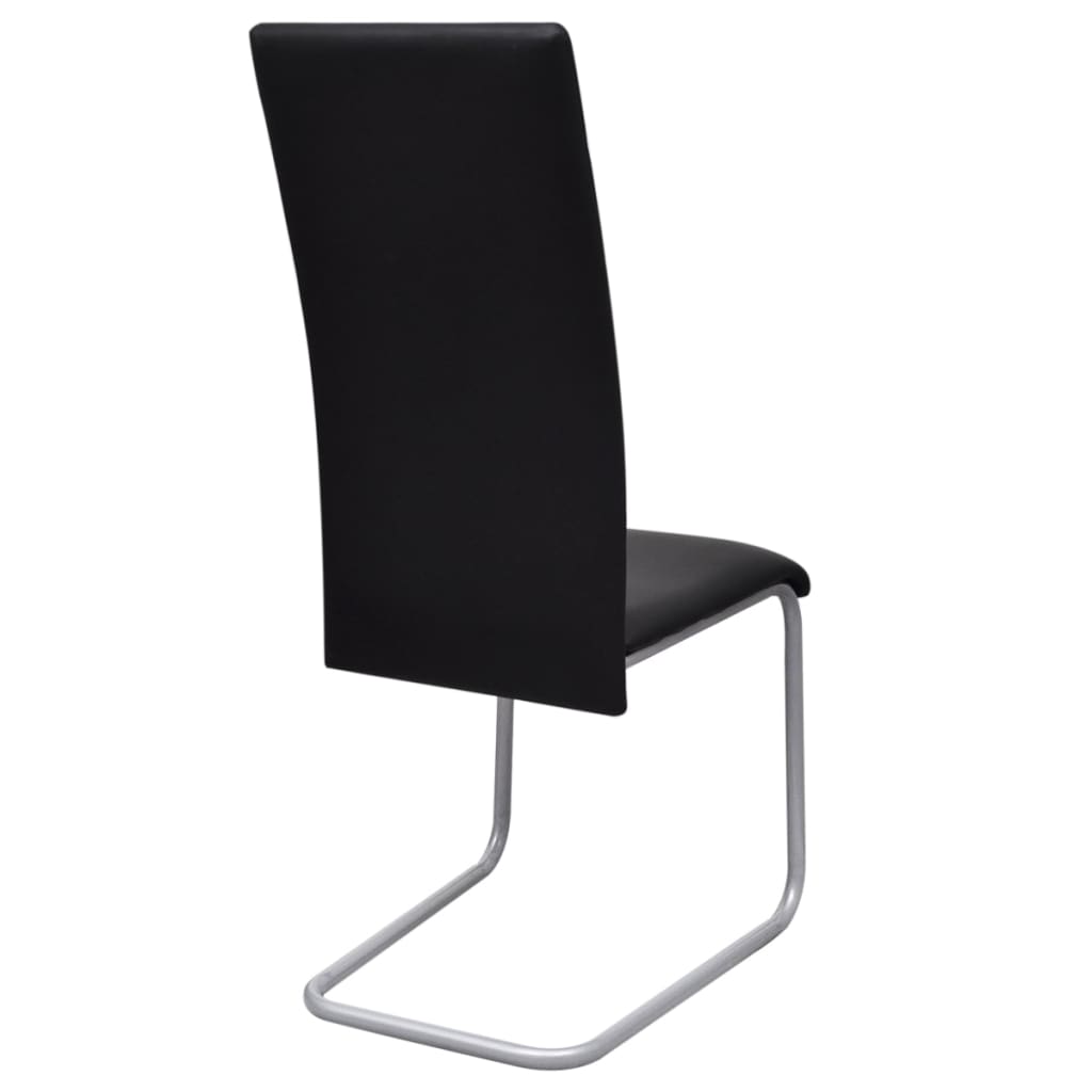 Cadeiras de jantar cantilever 2 pcs couro artificial preto