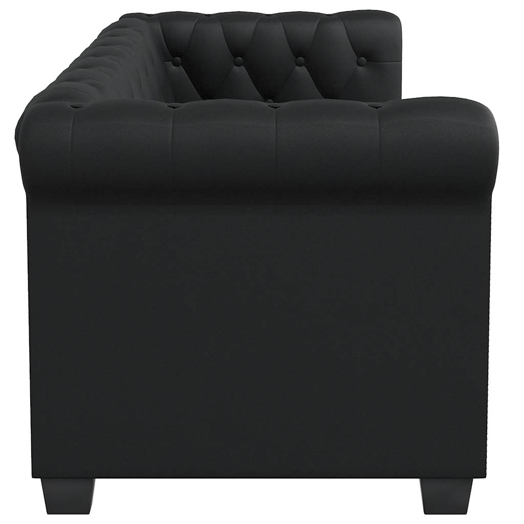 Sofá Chesterfield de 2 lugares em couro artificial preto