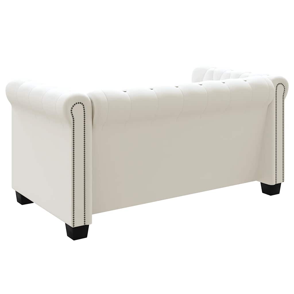Sofá Chesterfield de 2 lugares em couro artificial branco