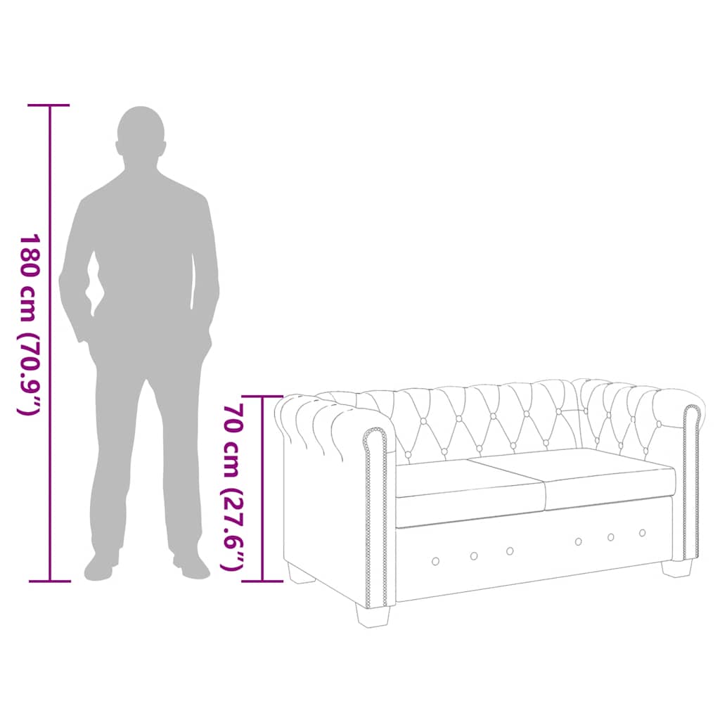 Sofá Chesterfield de 2 lugares em couro artificial branco