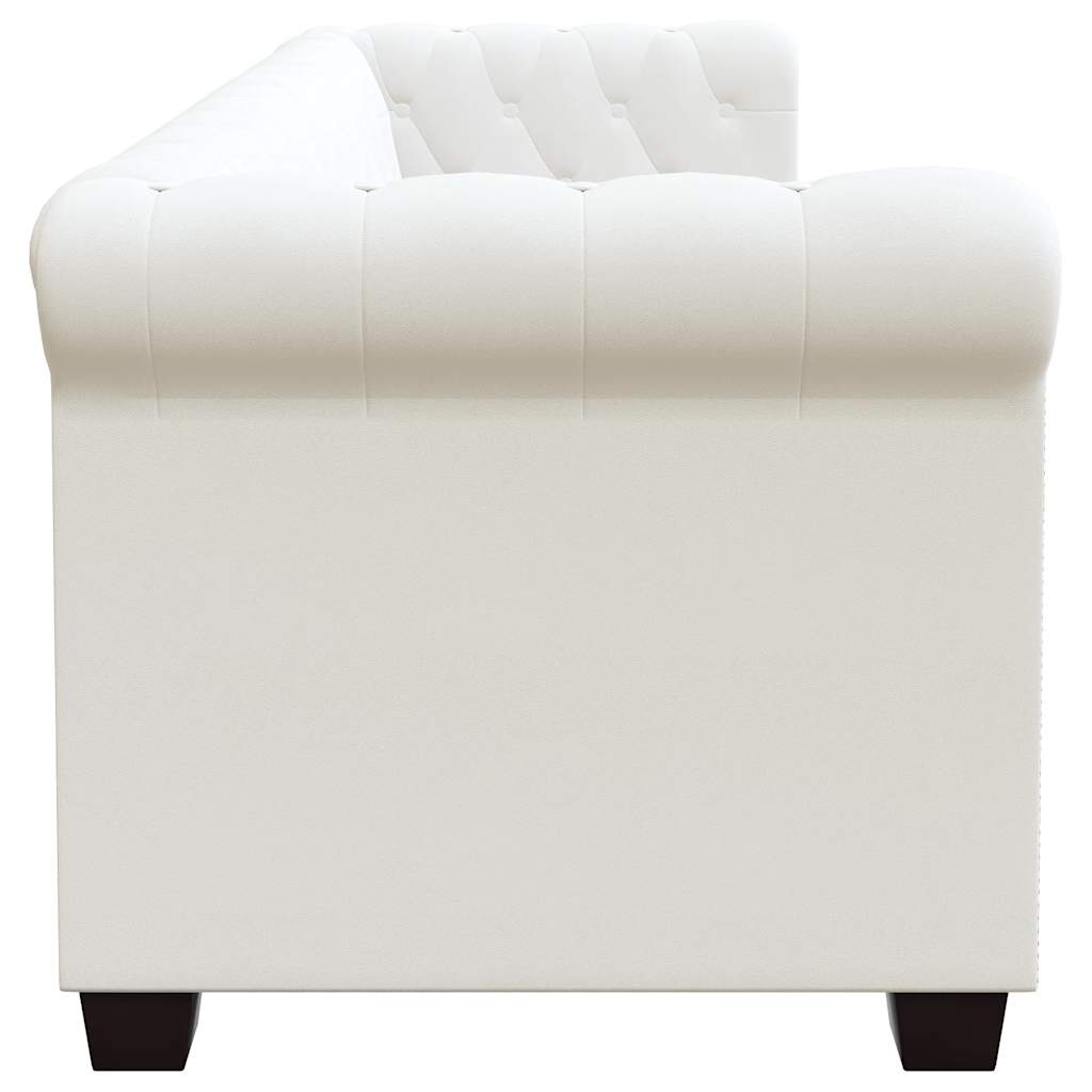 Sofá Chesterfield de 3 lugares em couro artificial branco