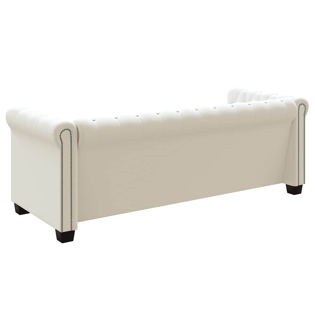 Sofá Chesterfield de 3 lugares em couro artificial branco