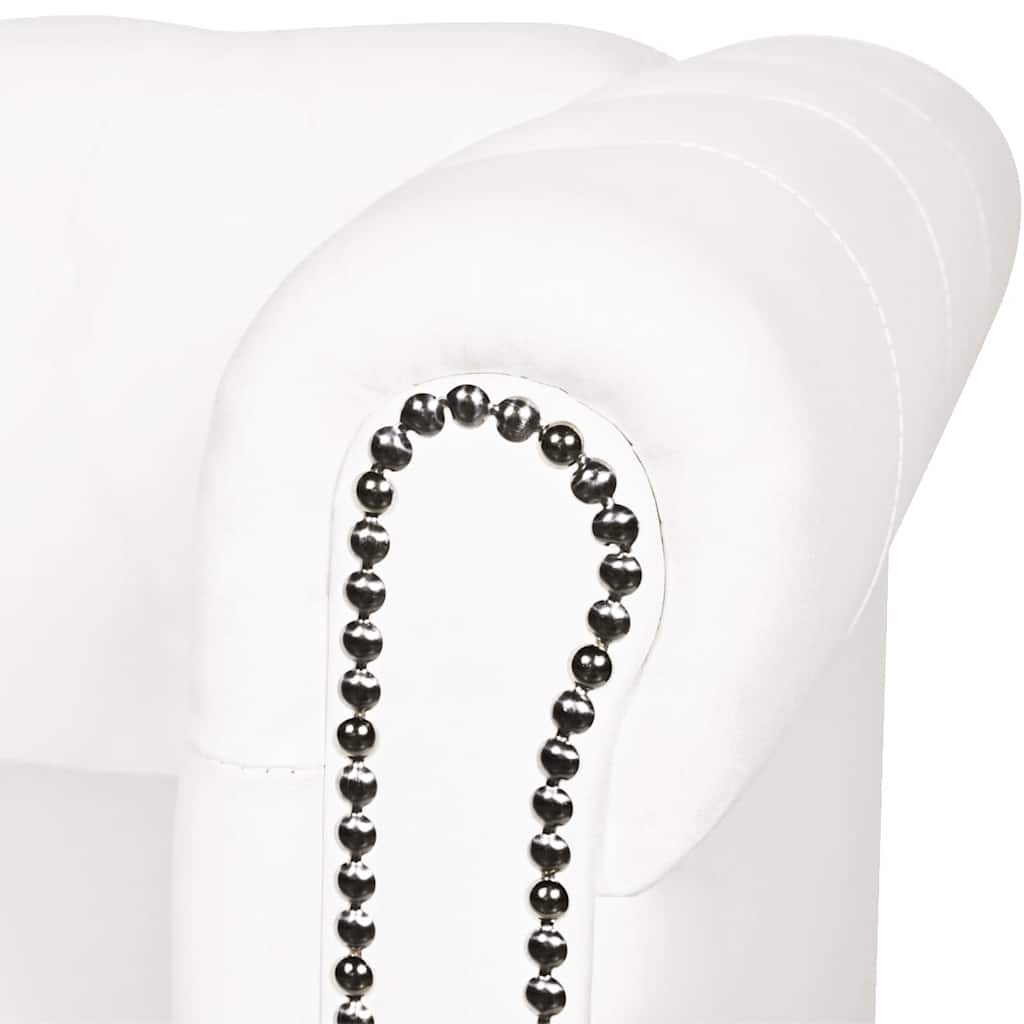 Sofá Chesterfield de 3 lugares em couro artificial branco