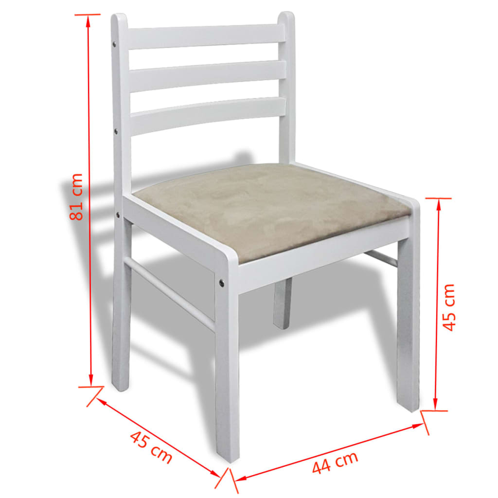 Cadeiras de jantar 6 pcs madeira maciça branco e veludo