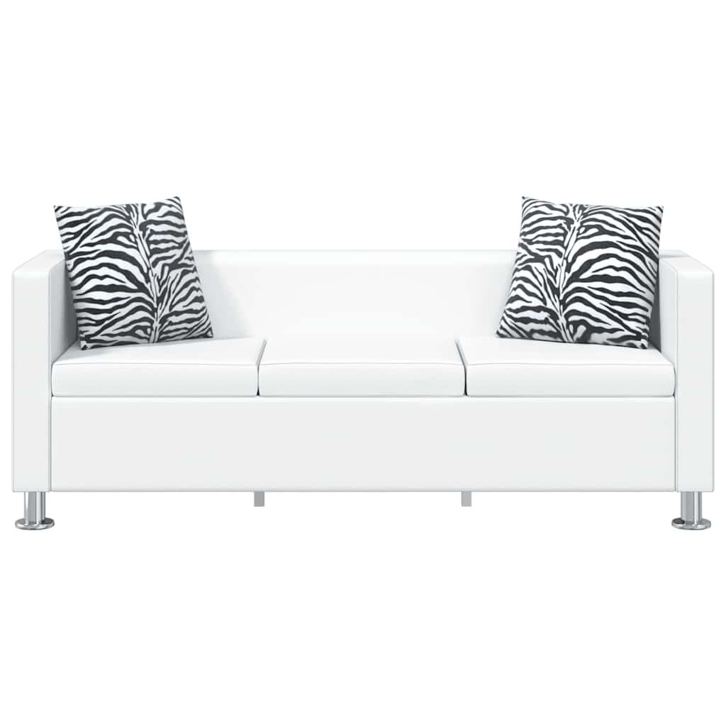 Conjunto de sofás de 2 e 3 lugares couro artificial branco