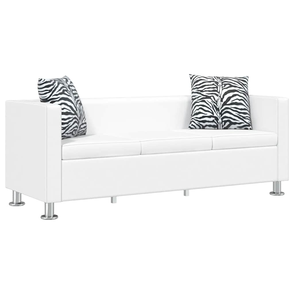 Conjunto de sofás de 2 e 3 lugares couro artificial branco