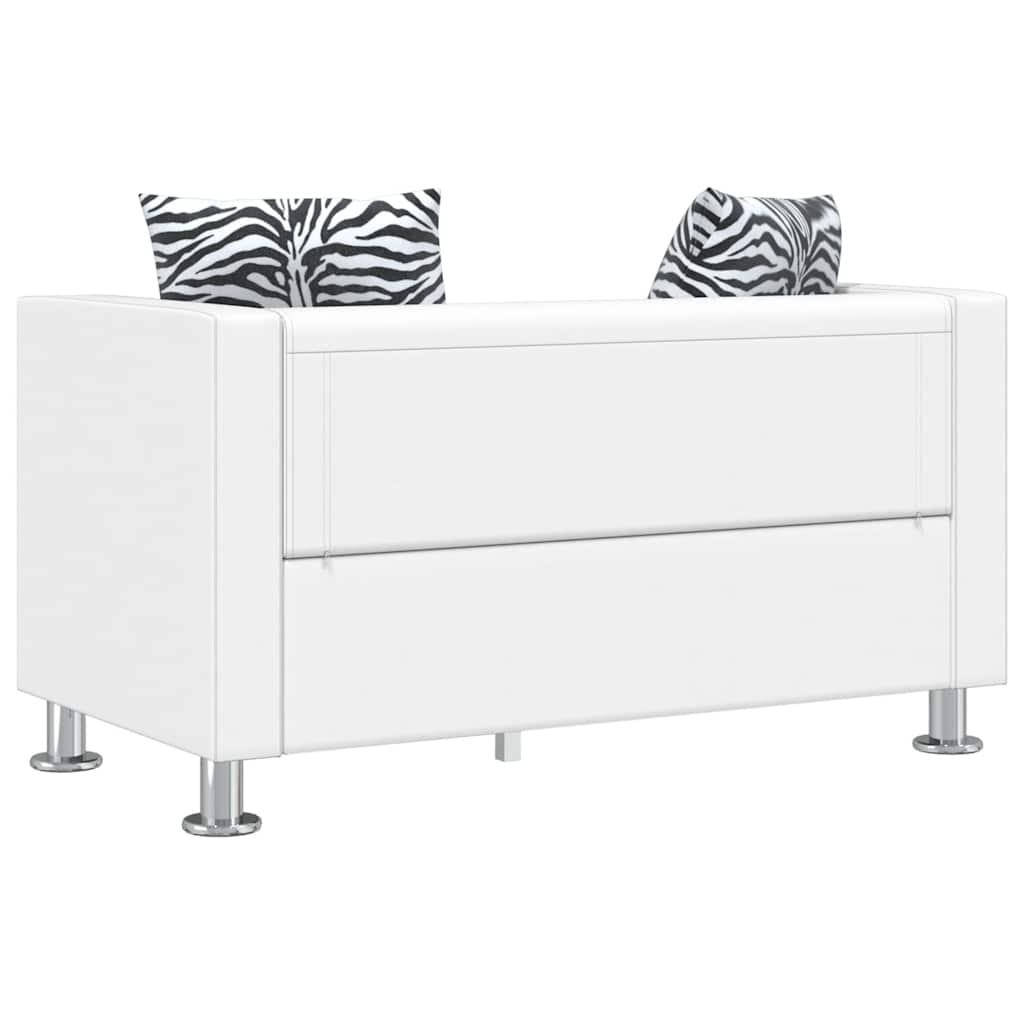Conjunto de sofás de 2 e 3 lugares couro artificial branco