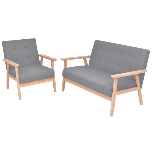 Conjunto de sofás 2 pcs tecido cinzento claro