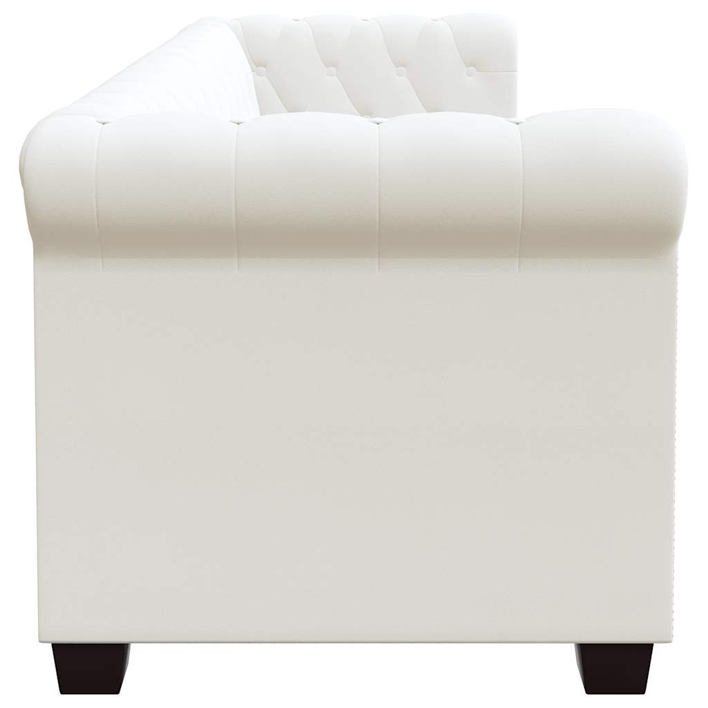Conjunto sofás Chesterfield 2 + 3 lugares couro artific. branco