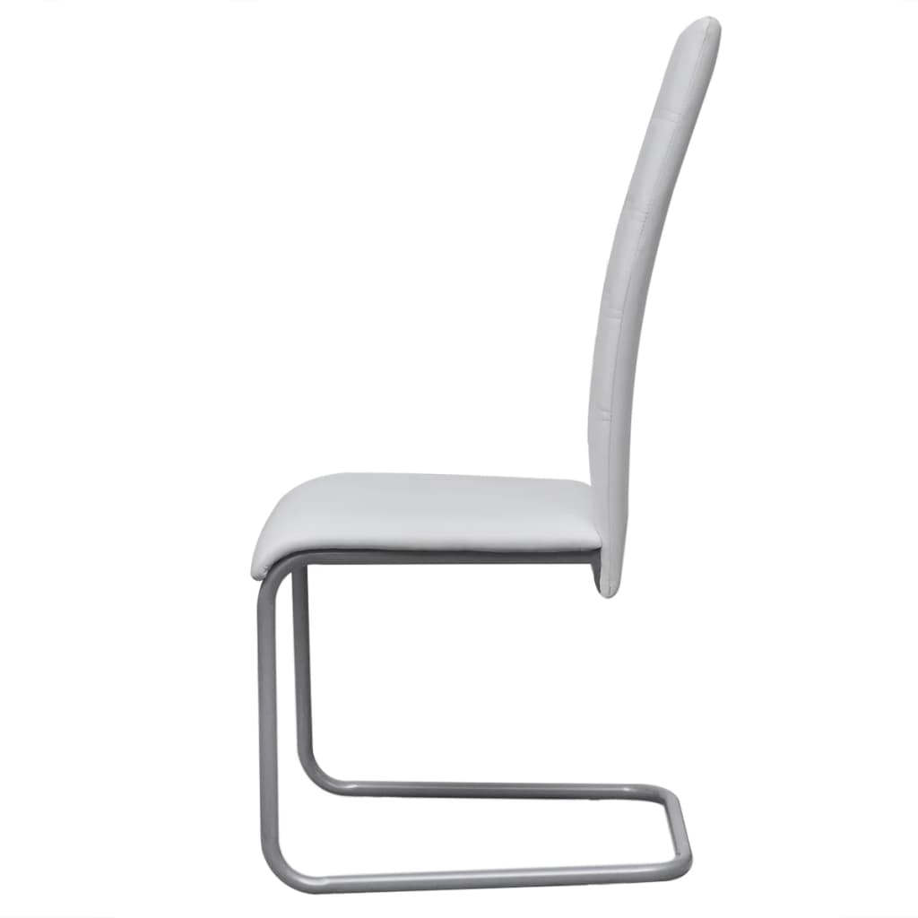 Cadeiras de jantar cantilever 6 pcs couro artificial branco