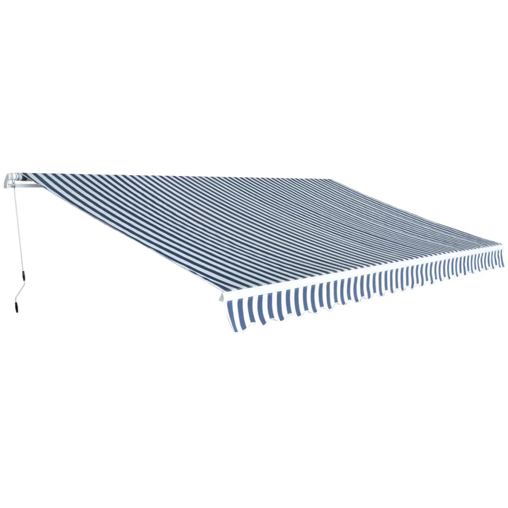 Toldo dobrável manual 500 cm azul e branco