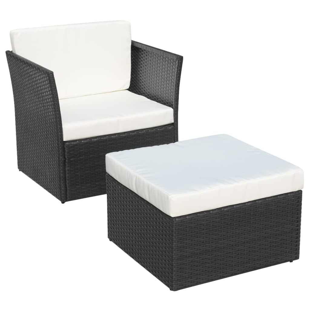 Cadeira de jardim com banco vime preto