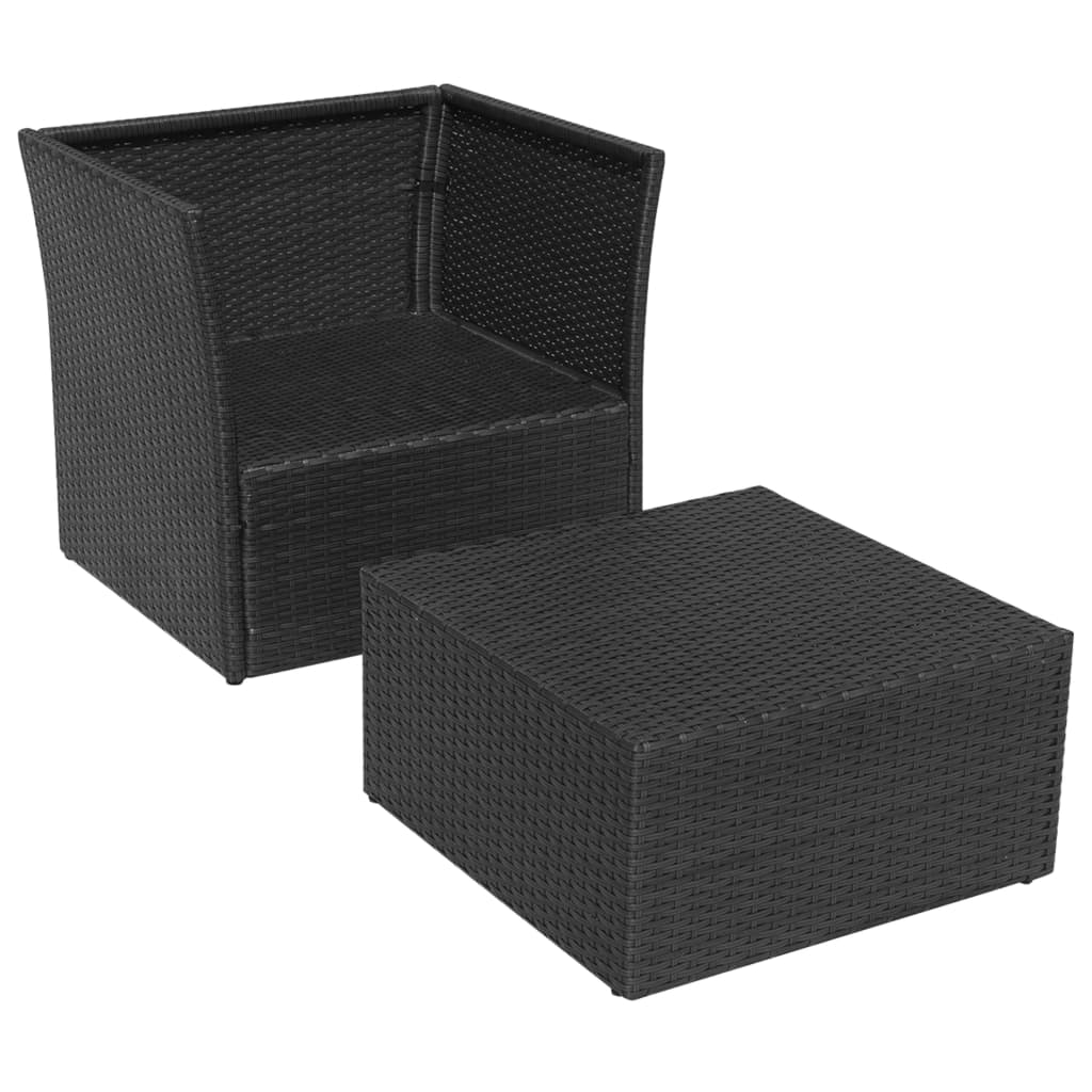 Cadeira de jardim com banco vime preto