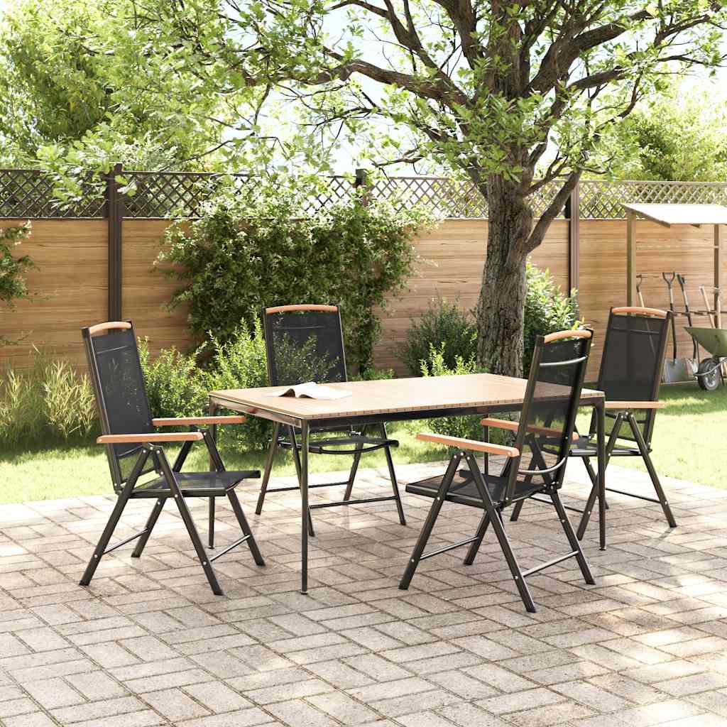 Cadeiras de jardim dobráveis 4 pcs alumínio e textilene preto