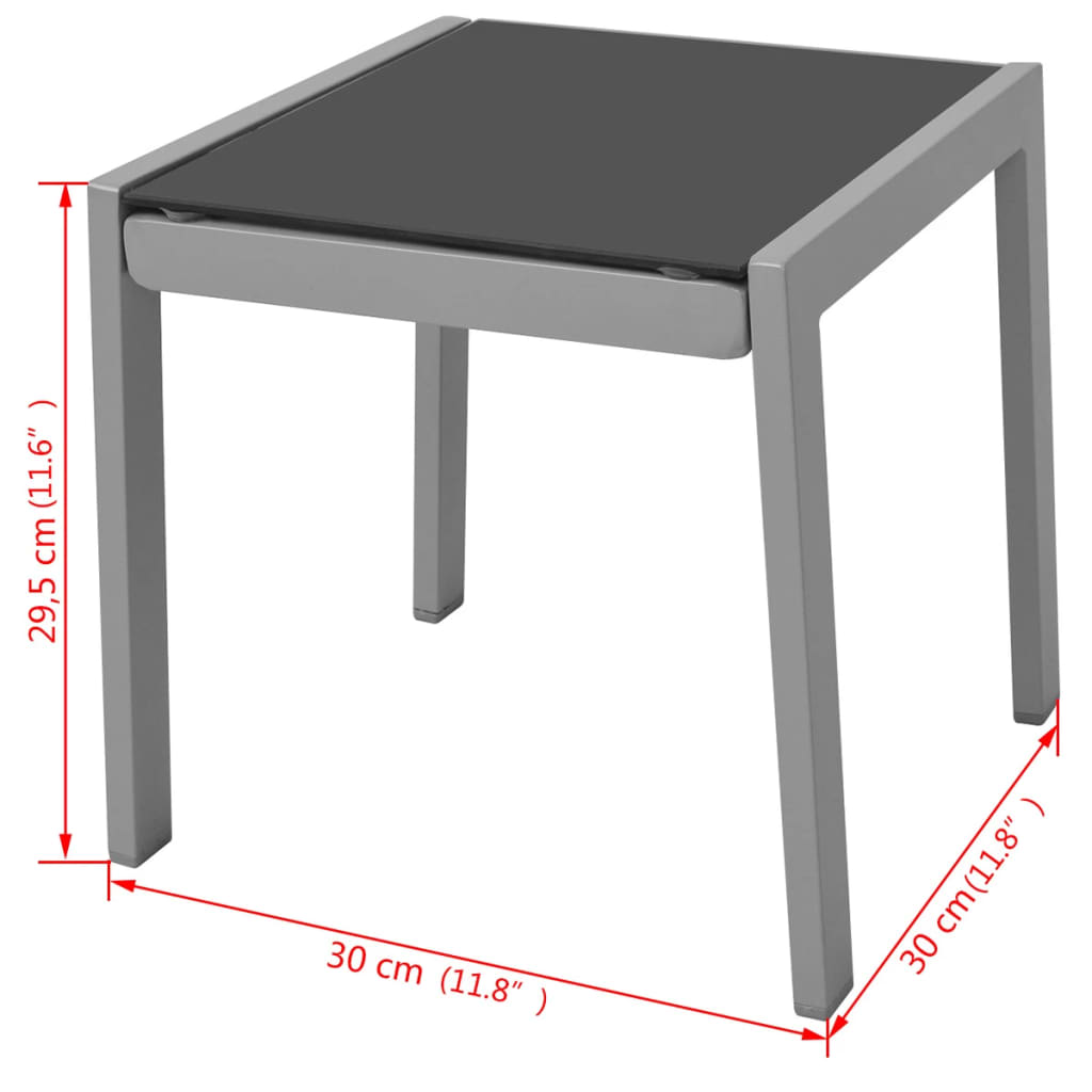 Espreguiçadeiras com mesa alumínio preto