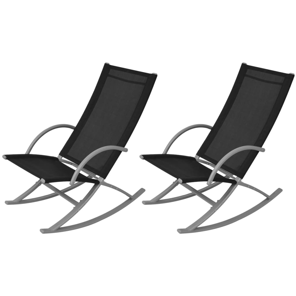 Cadeiras de baloiço jardim 2 pcs aço e textilene preto