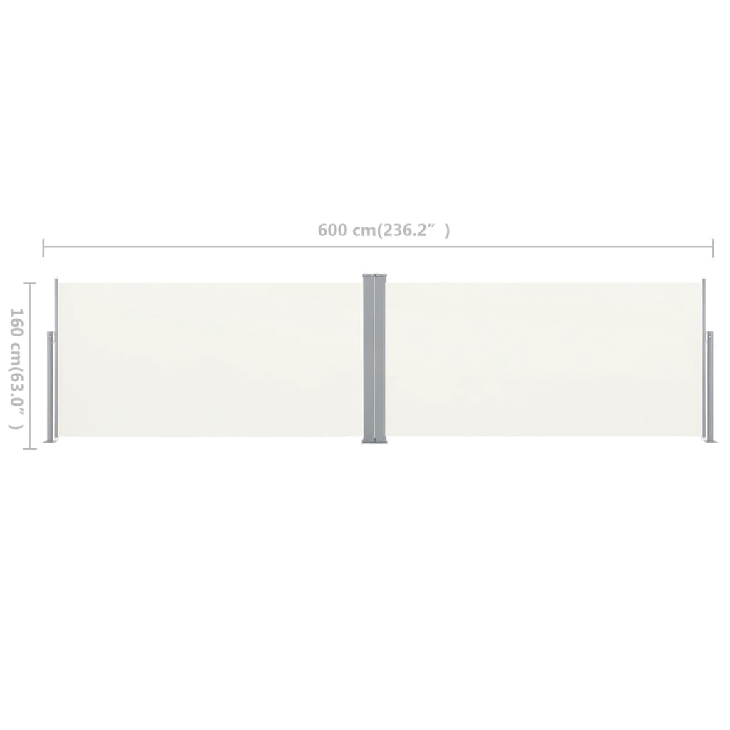 Toldo lateral retrátil, 160 x 600 cm, creme