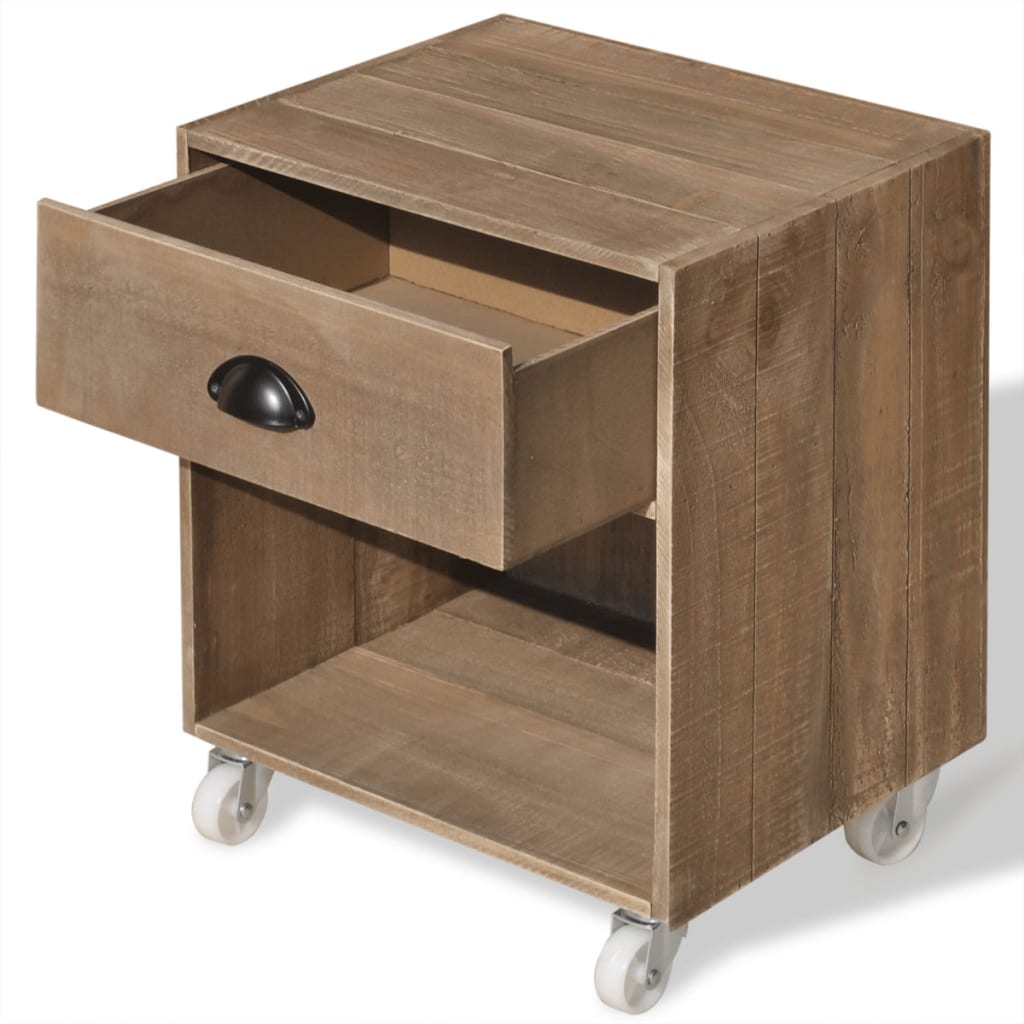 Mesa de cabeceira madeira sólida castanho
