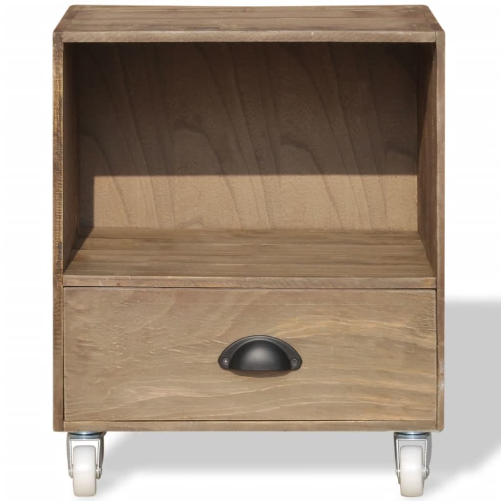 Mesa de cabeceira madeira sólida castanho