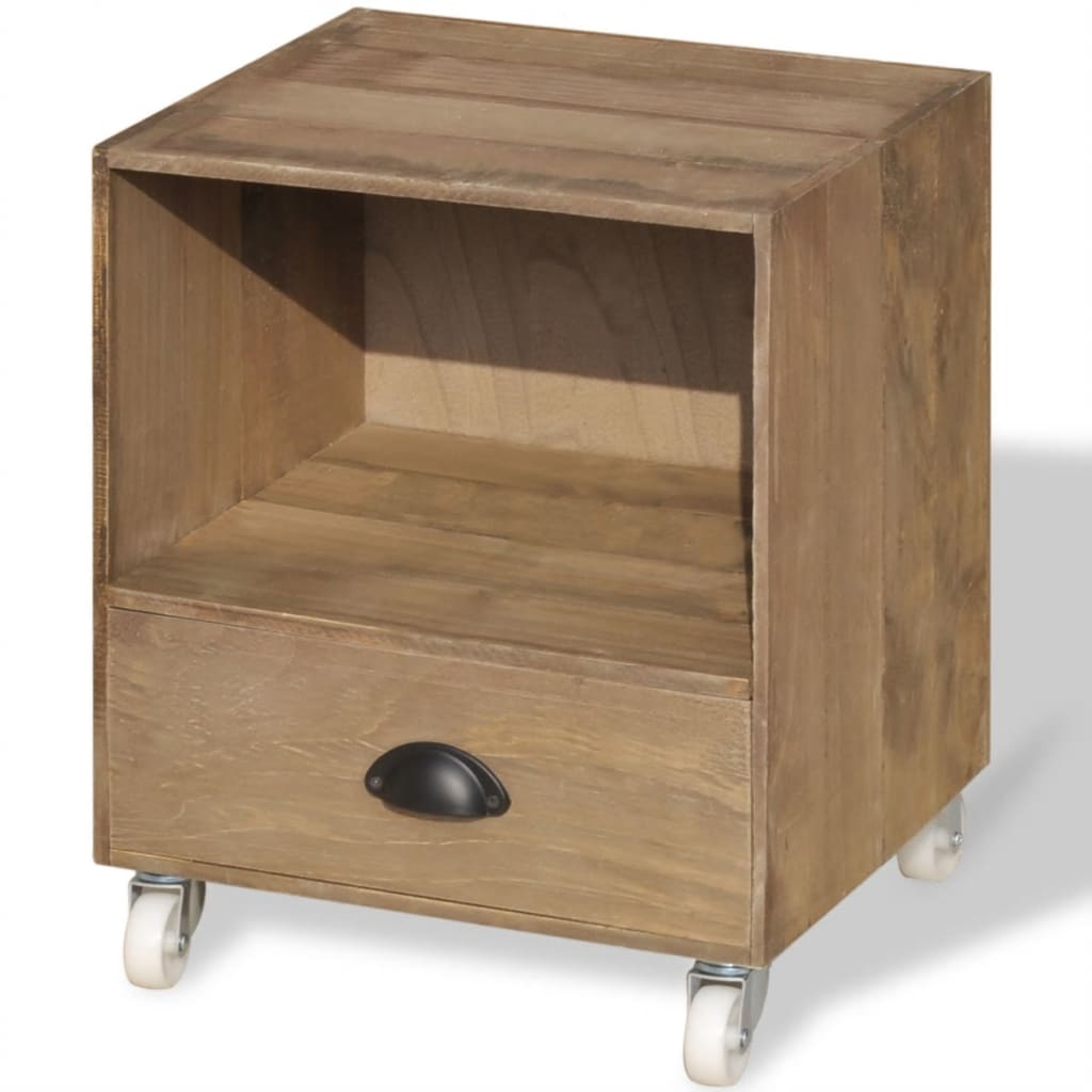 Mesa de cabeceira madeira sólida castanho