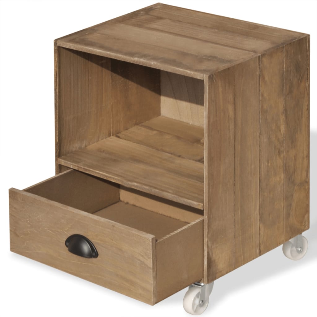 Mesa de cabeceira madeira sólida castanho