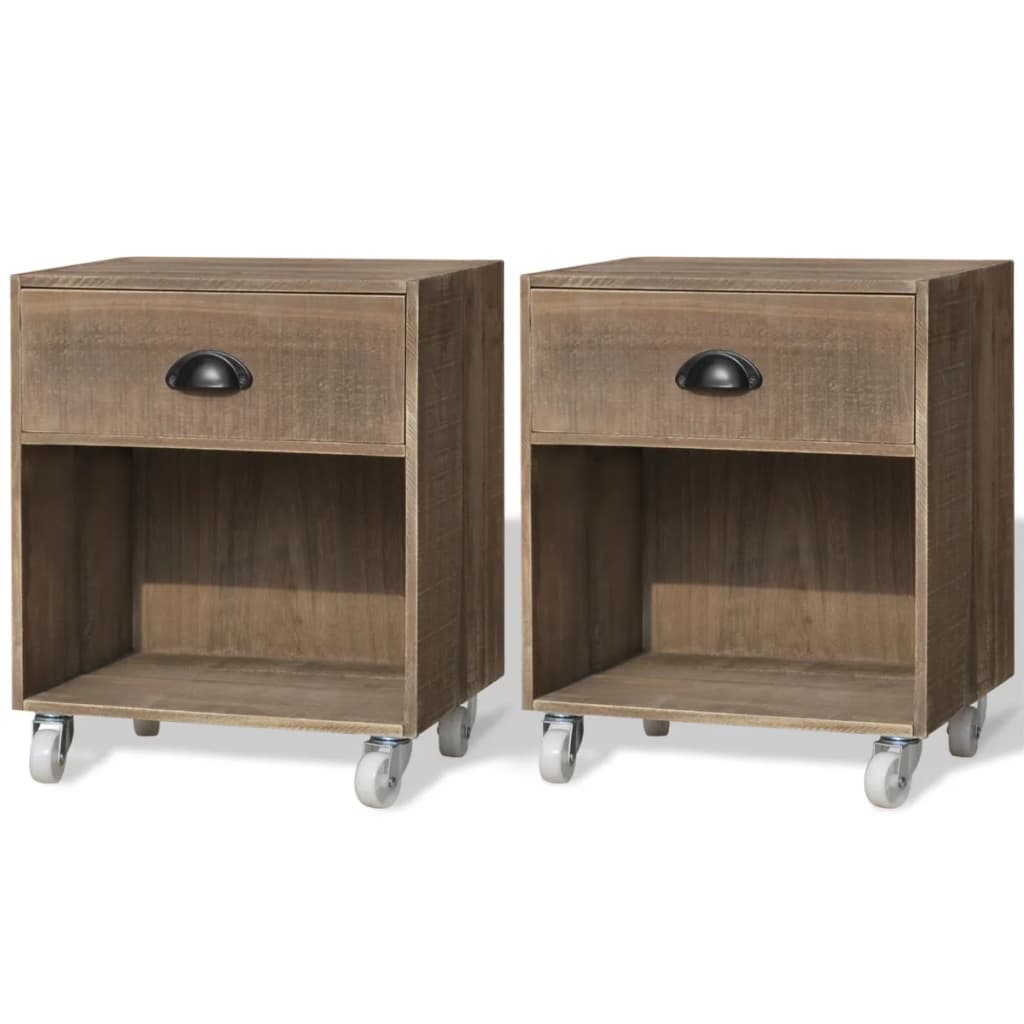 Mesas de cabeceira 2 pcs madeira sólida castanho