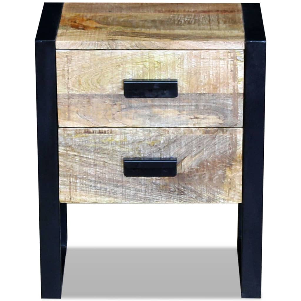 Mesa apoio 2 gavetas madeira de manga sólida 43x33x51 cm