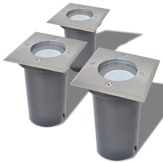 Iluminação LED p/ piso exterior, 3 pcs, quadrado