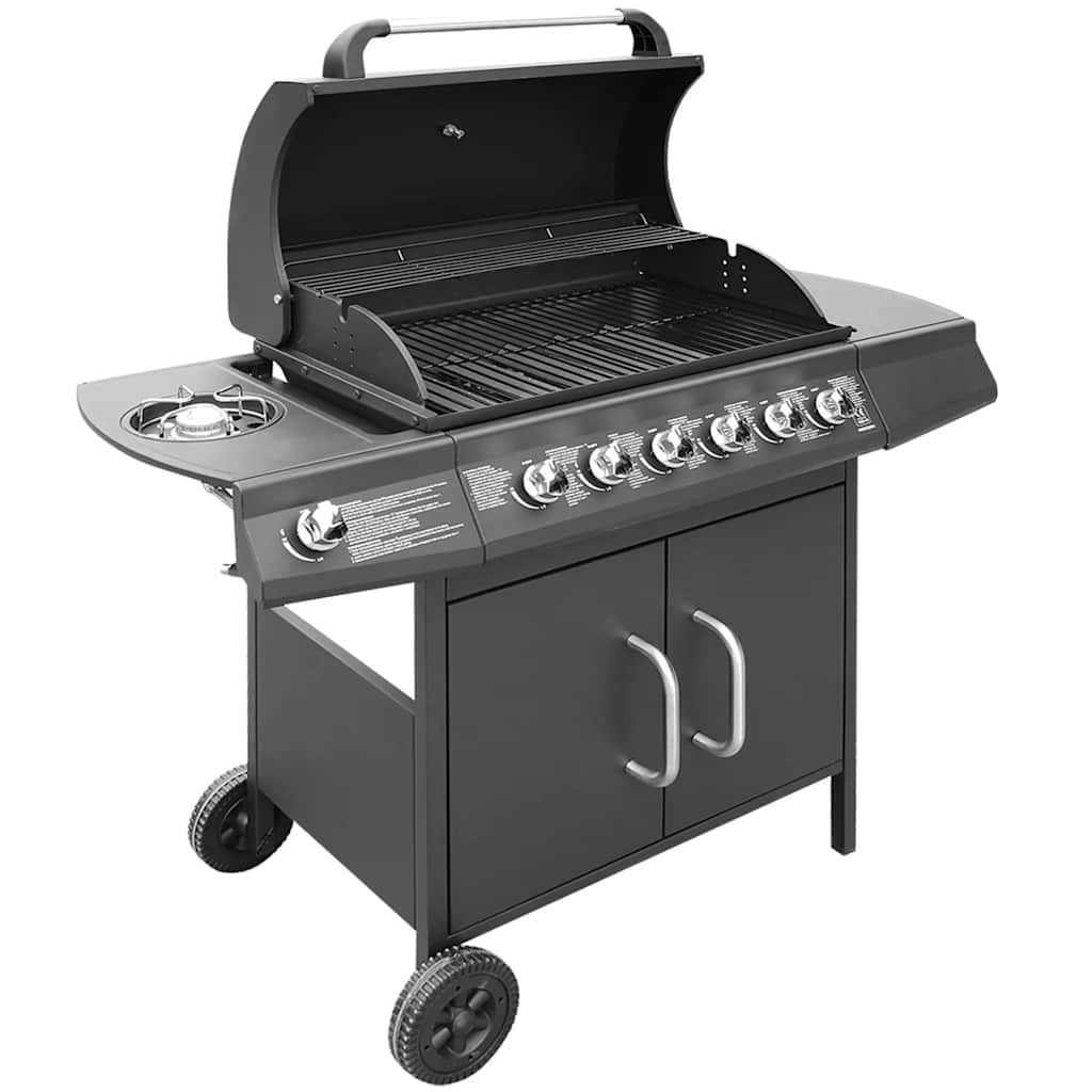 Grelhador/barbecue a gás 6+1 queimadores preto