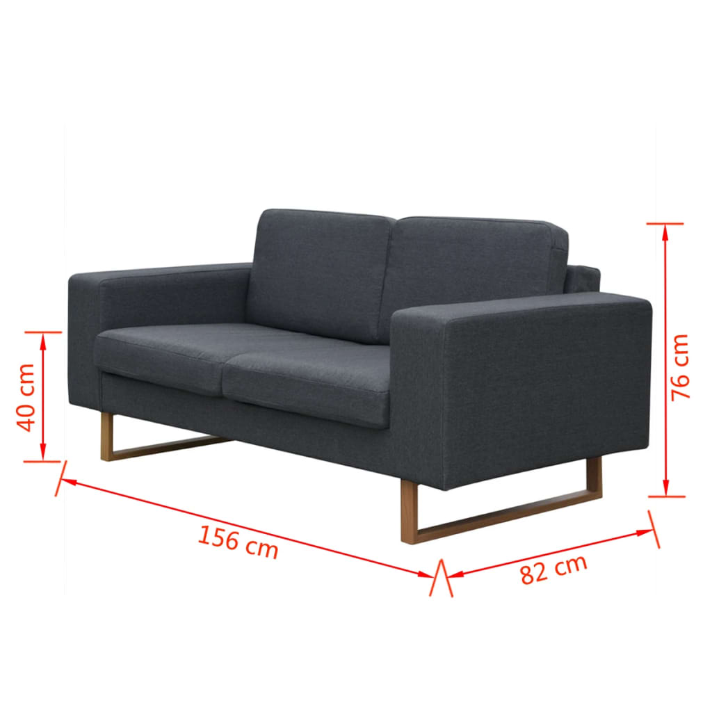 Conjunto sofá de 3 lugares e 2 lugares cinzento escuro
