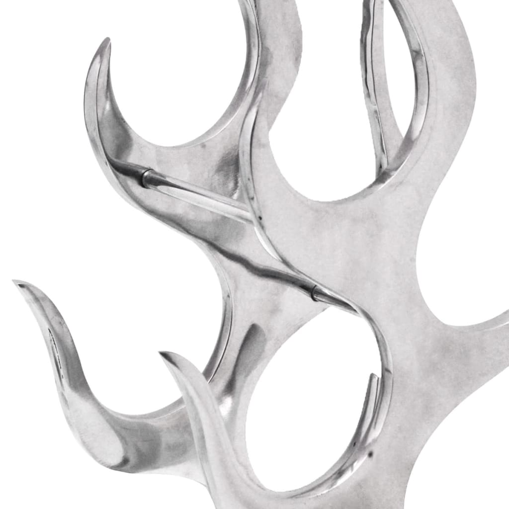 Garrafeira formato de chamas p/ 9 garrafas, alumínio prateado