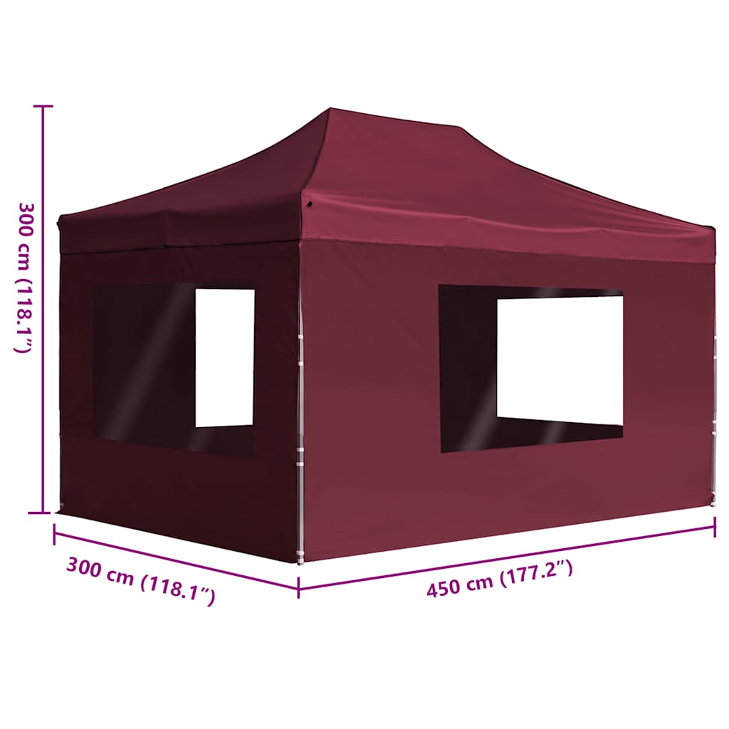 Tenda dobrável prof. c/ paredes alumínio 4,5x3m vermelho tinto