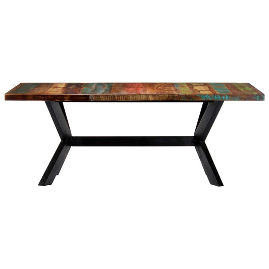 Mesa de jantar 200x100x75 cm madeira recuperada maciça