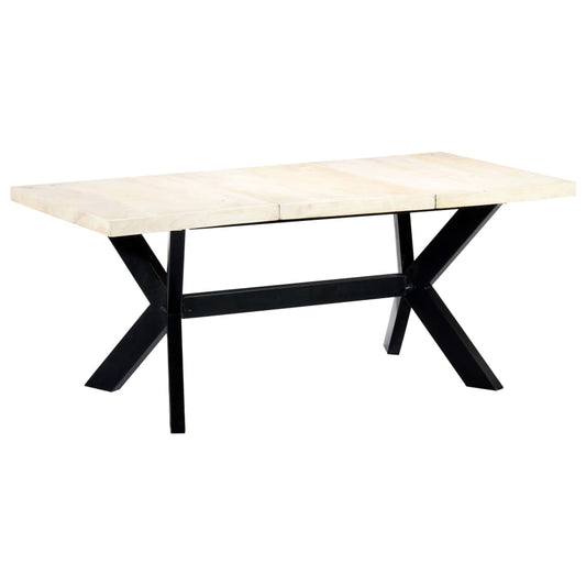 Mesa de jantar 180x90x75 cm madeira de mangueira maciça branco