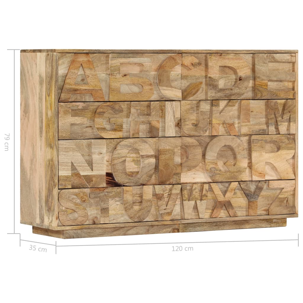 Armário c/ alfabeto e 6 gavetas 120x35x79 cm mangueira maciça