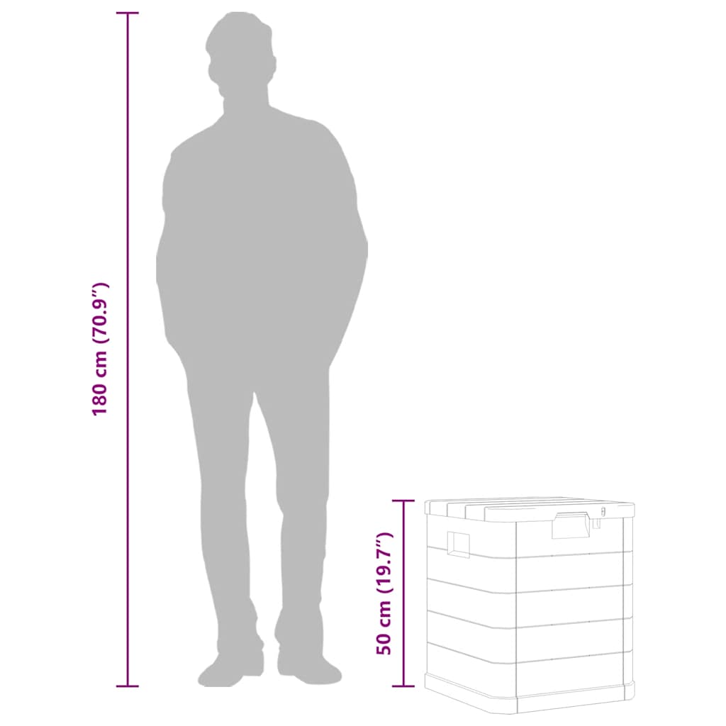 Caixa de arrumação para jardim 90 L cinzento claro