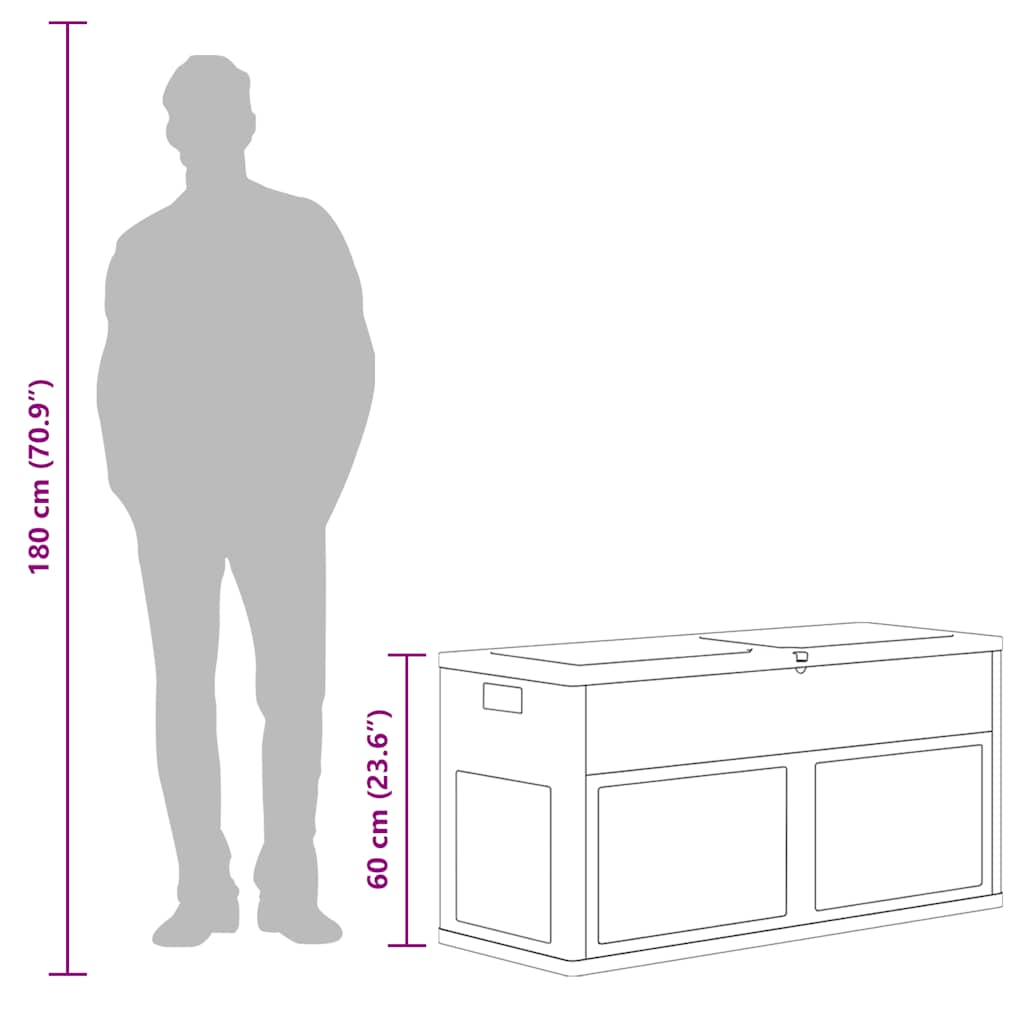 Caixa de arrumação para jardim 320 L preto