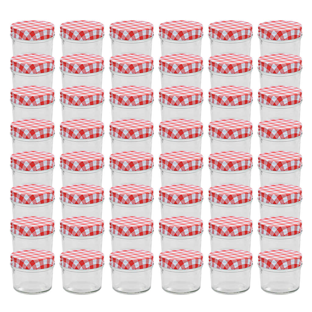 Frascos de vidro com tampas brancas e vermelhas 48 pcs 110 ml