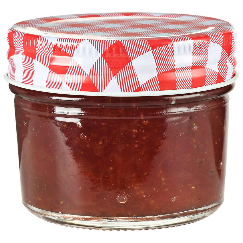 Frascos de vidro com tampas brancas e vermelhas 48 pcs 110 ml