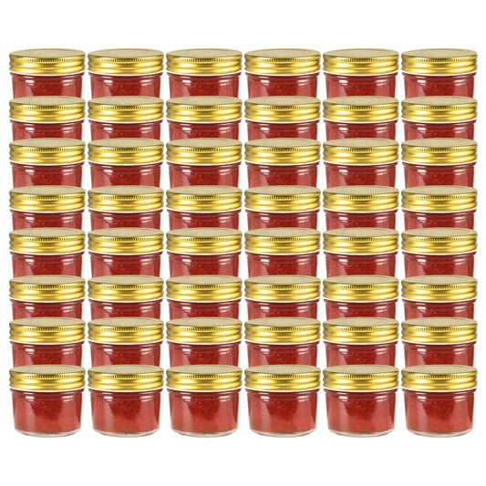 Frascos de vidro com tampas douradas 48 pcs 110 ml